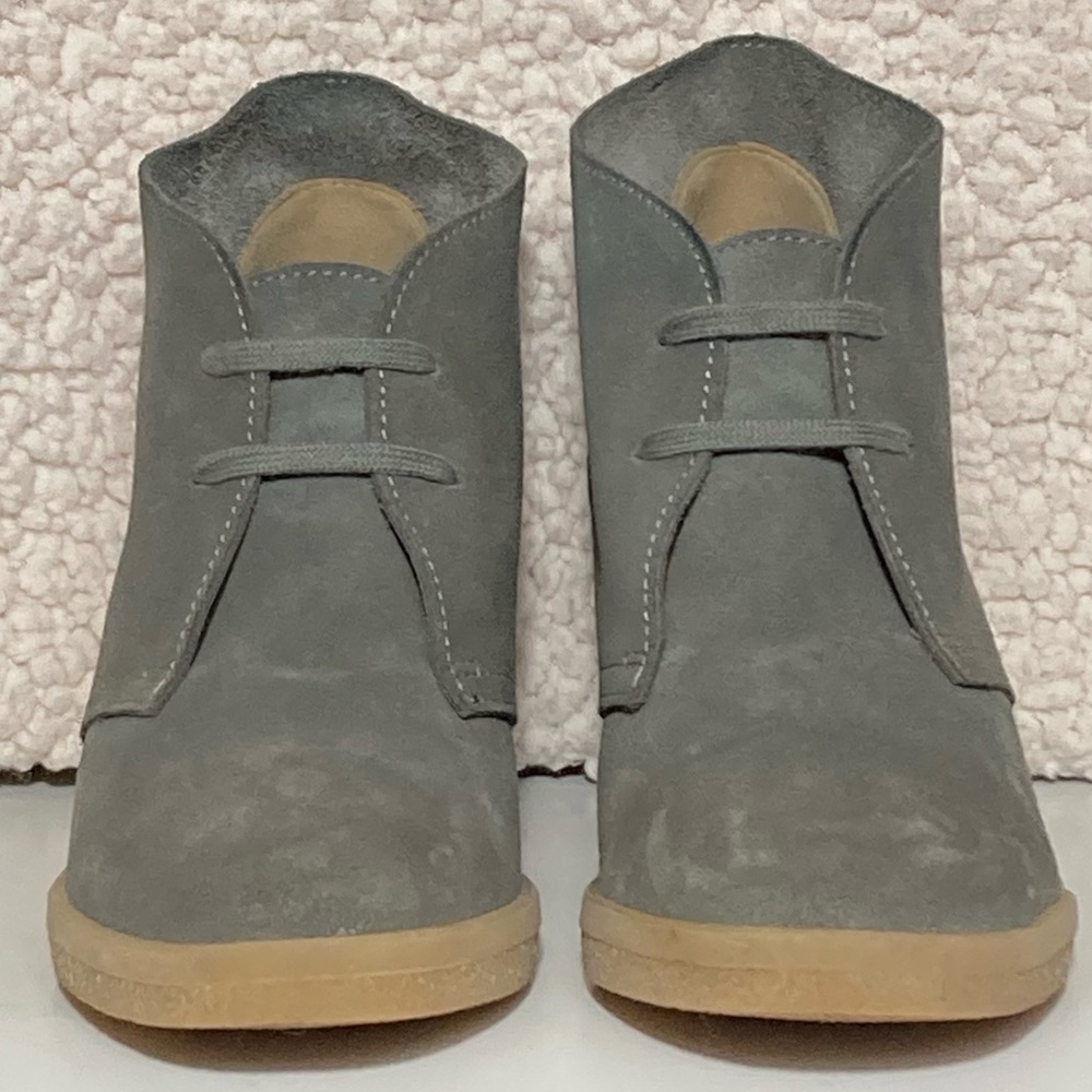 J. Crew Womens Desert Grey Suede Lace Up Gum Wedge Booties Shoes Size US 7 - Picture 3 of 11